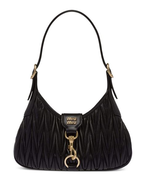 miu miu matelasse shoulder bag black|Black Matelassé Nappa Leather Shoulder Bag .